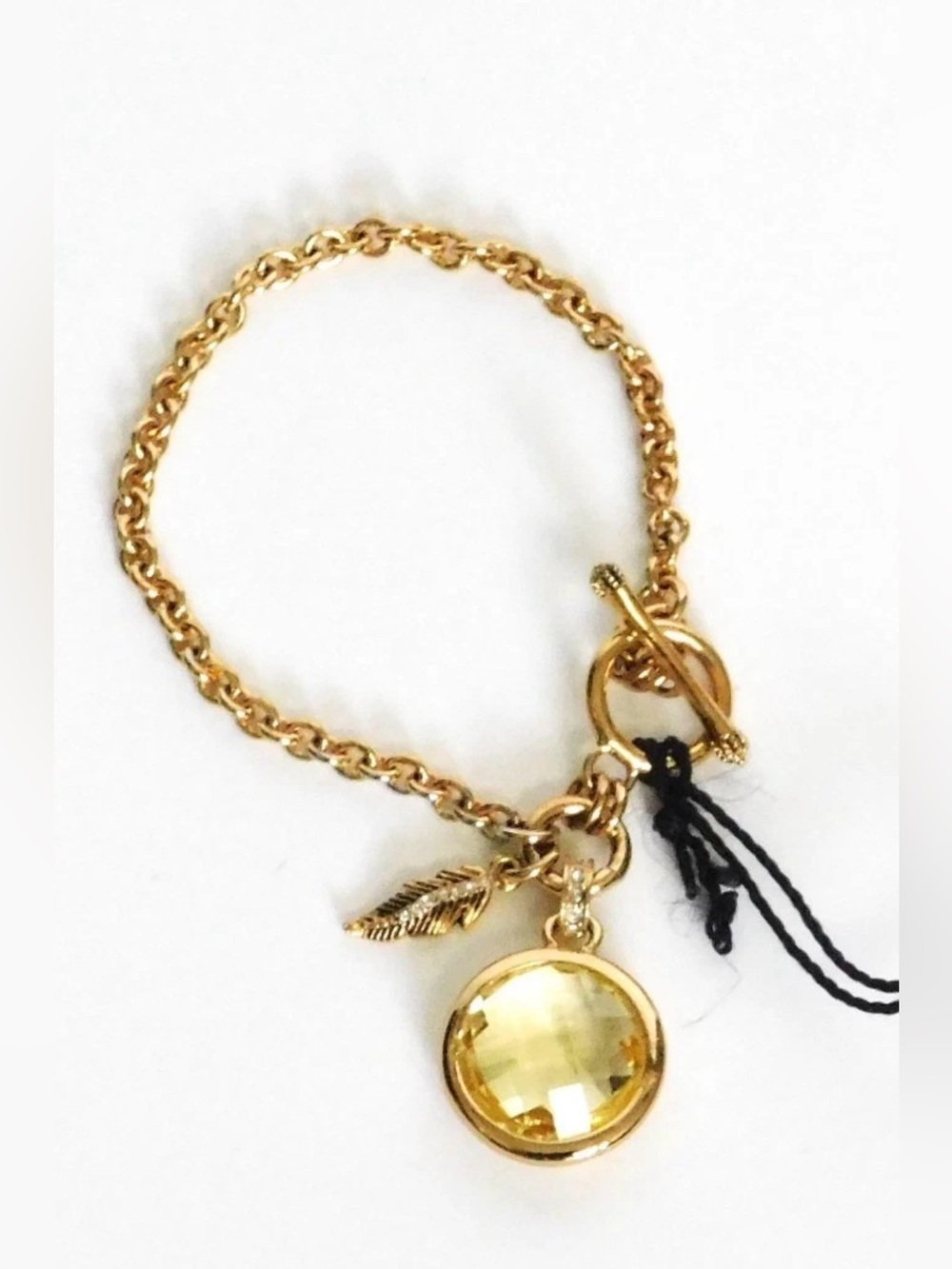 Juicy Couture Gold Tone Bracelet with Clear Crystal Charm - Gift Boxed